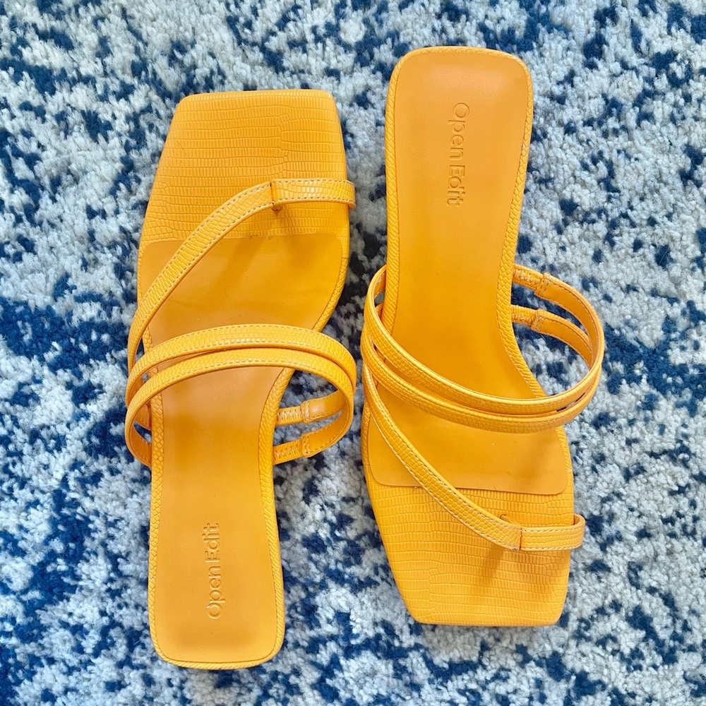 Open Edit Jagger Kitten Heel Sandal In Orange — NEVER WORN